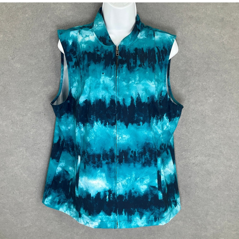 Weekends by Chicos Vest Sz L Watercolor Artsy‎ Lightweight Outdoors Athleisure